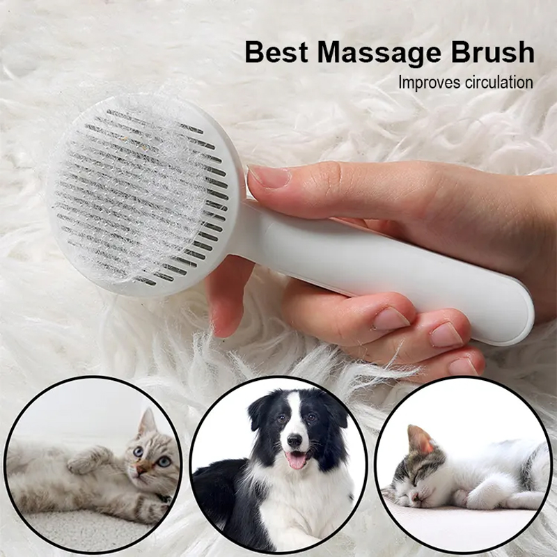 Cat Grooming Brush, Self Cleaning Slicker Brushes For Dogs Pet Hair Removal Comb Stainless Steel Needle Cat Brush Self Cleaning For Cats Dogs Hair Remover Scraper Pet Grooming Tool