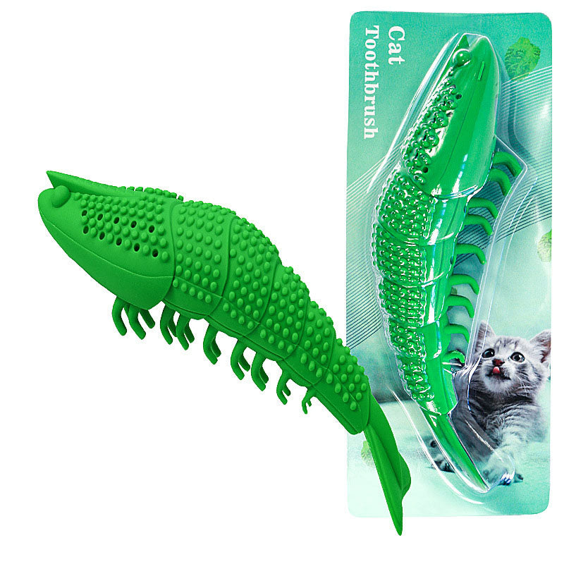 Catnip Silicone Fish Crayfish Toothbrush Cat Toy Bite Relieving Stuffy Molar Teeth Cleaning