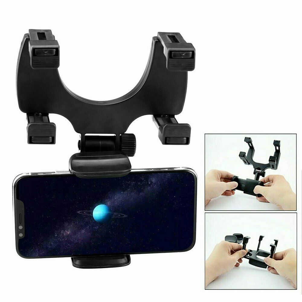 Universal Car Rear View Mirror Mount Stand GPS Cell Phone Holder 360 Rotation