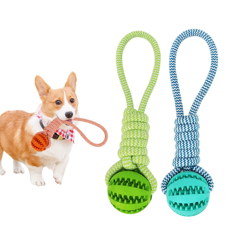 Dog Toys Treat Balls Interactive Hemp Rope Rubber Leaking Balls For Small Dogs Chewing Bite Resistant Toys Pet Tooth Cleaning Bite Resistant Toy Ball For Pet Dogs Puppy